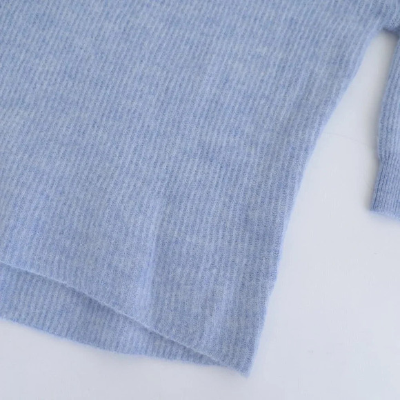 Selected Femme Light Blue  Mockneck Drop Shoulder 39% Wool Sweater XS - Picture 6 of 12